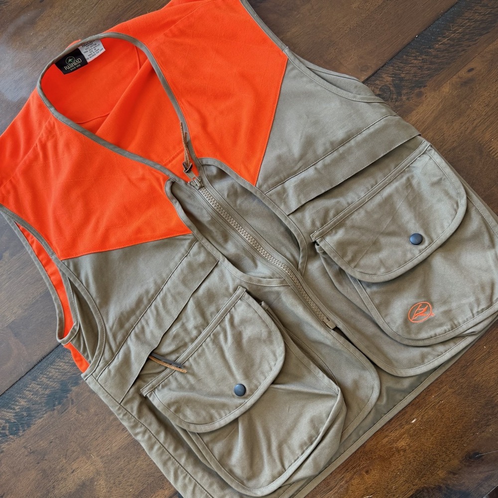 RedHead Vest Mens Medium Orange Brown Canvas Hunting Full Zip Pockets Outdoor